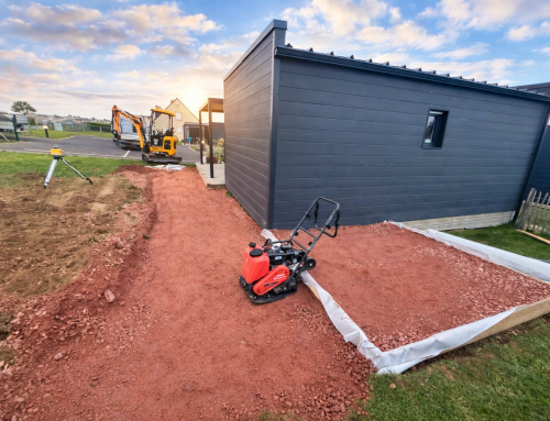 Préparation pour pose de terrasse et abri de jardin à Asnelles – Côte Normande